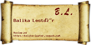Balika Lestár névjegykártya